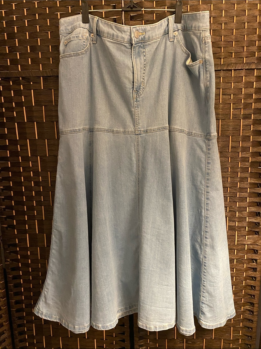 torrid Light Blue Denim Maxi Skirt with Flared Hem Size 20